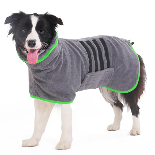 HezzLuv Bademantel für Hunde, Hundebademantel aus Mikrofaser für Mittlere Und Große Hunde Grau Badetuch Hund Hundehandtuch Schnell Trocknend, Super Saugfähiger, für Hunde Und Katzen(Grün, XL)., 17.99 €