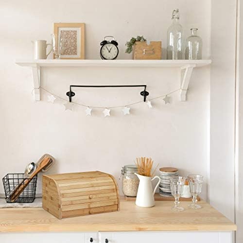 Relaxdays Box with Drawer, Bamboo, Aroma-Preserving, Bread Bin with Rolling Lid, Size: 21 x 40 x 28 cm, Wood, Natural Brown, 28 x 40.5 x 21 cm