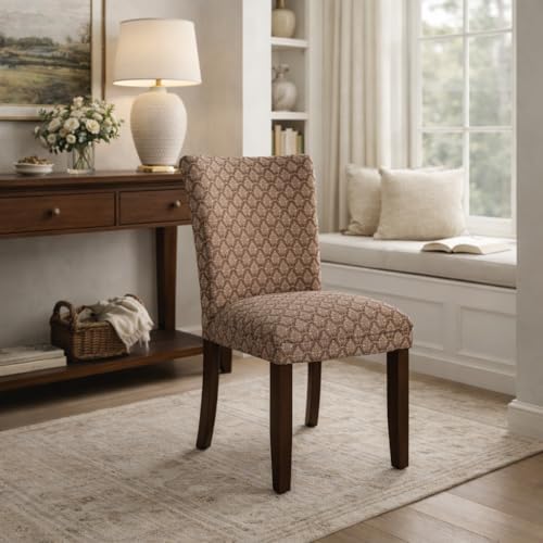 Image of Homepop Home Decor |K1136-F662 | Classic Upholstered Parsons Dining Chair | Single Accent Dining Chair, Blue & Brown Damask