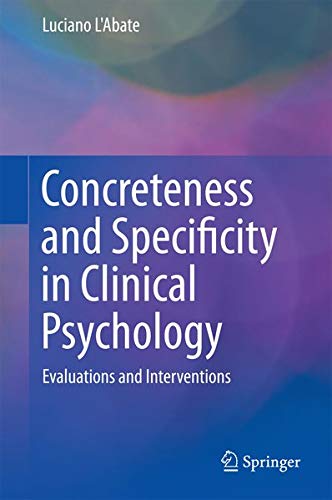 Buy Concreteness and Specificity in Clinical Psychology — BookShops.in