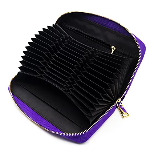 Image of ANDOILT Genuine Leather Wallet for Women Men RFID Blocking Credit Card Holder Zipper Purse Cell Phone Handbag, S6 purple, Taille unique, Vintage