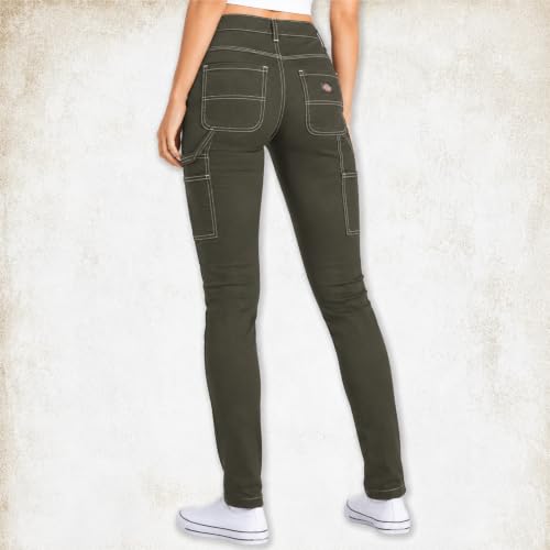 Image of Dickies Womens Casual Slim Fit Carpenter Pant-Non Stretch-Runs Small | Non-Stretch Utility Fabric with Functional Pockets, Runs Small So Size Up, Casual Styling That Pairs with Tees