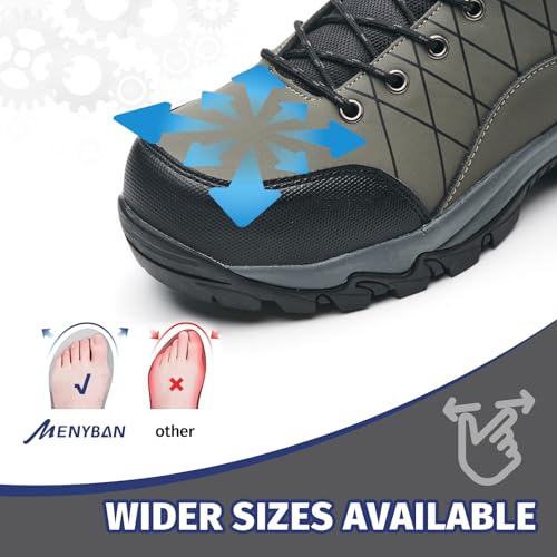 Image of Men's Waterproof Steel Toe Work Boots | Durable Slip-Resistant Puncture-Proof Outsole, Wide Width Sizes for Industrial Construction Outdoor Use