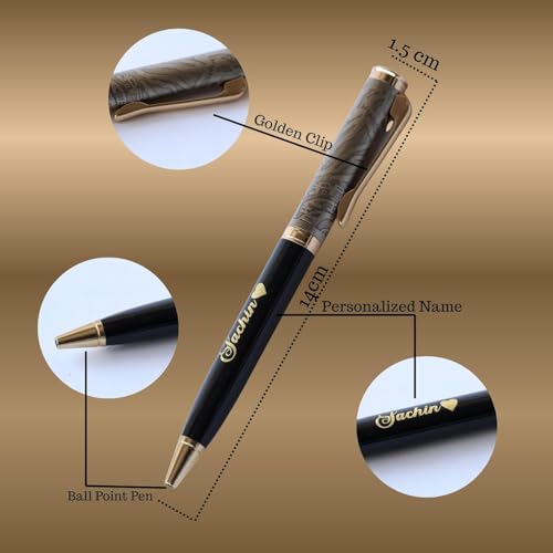 Image of Personalized Pen with Name Engraved I Metal Classy Customized Roller Ball Pens I Comfortable to Hold & Write I Gift for Men & Women Birthday Corporate Gifting (Designer Pen)