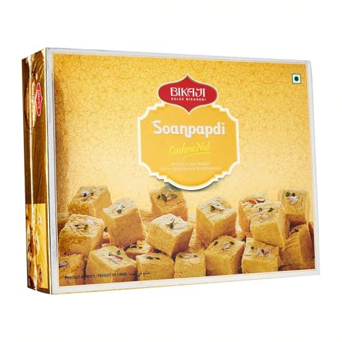 Image of BIKAJI Soan Papdi Cashew 500g | Traditional Indian Flaky Sweet with Cashews | Classic Festive Mithai Dessert | Soft & Layered Indian Sweet | Ready-to-Serve Sweet for Celebrations & Gifting - 17.64 oz Pack | Classic soft, layered Indian mithai with cashews; ready to serve for celebrations and gifting in a 17.64 oz pack