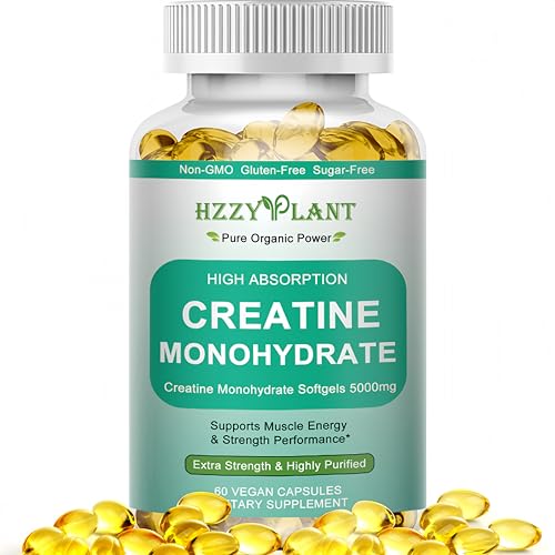 HZZYPLANT Creatine Softgels - High Absorption Creatine for Women & Men - Creatine Monohydrate 5000mg for Muscle Strength Muscle Builder Energy Boost Pre-Workout - Sugar Free Non-GMO & Gluten Free