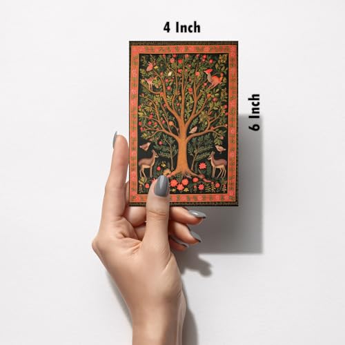 Image of SiddArtify Bohemian Floral Tree of Life Art Print Set - Set of 2-4x6 Inch - Board (Pack of 6) - Sticker (Pack of 6) Wall Room Decoration art Poster Prints