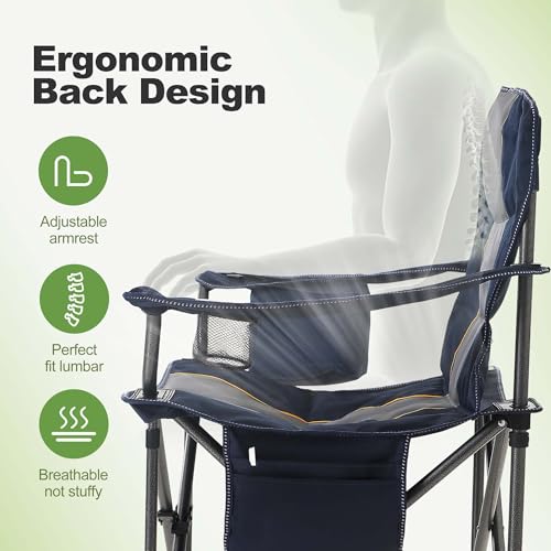 LET'S CAMP Folding Camping Chair Oversized Heavy Duty Padded Outdoor Chair with Cup Holder Storage and Cooler Bag の商品画像 7