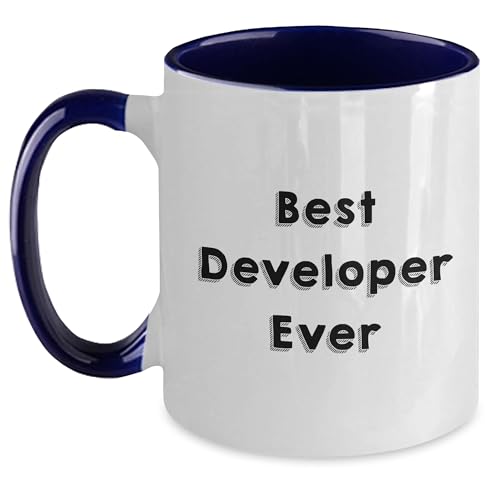 Christmas Unique Gifts for Best Developer Ever Funny Quote, Developer Gifts from Friends, Two Tone Coffee Mug for Men, Best Developer Ever Quote Funny
