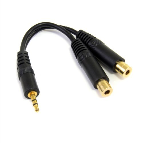 Cable divisor estéreo 3.5mm macho a 2 x 3.5mm hembra 6 pulgadas miniatura 1