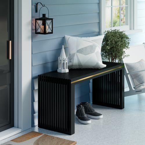 Image of APRTAT Bamboo Dining Bench 35-Inch Indoor Wood Shoe Rack Bench for Entryway