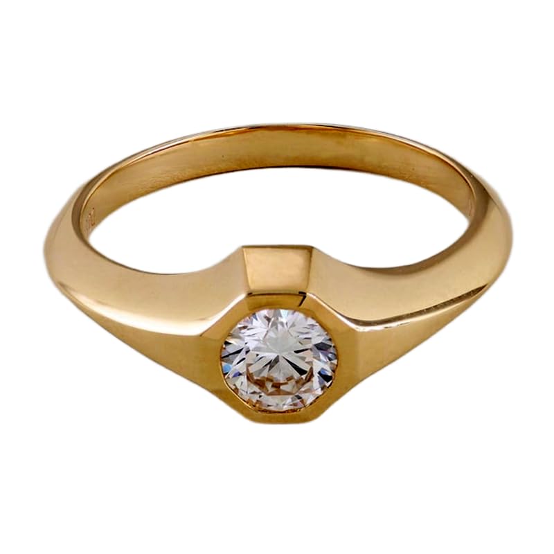 Bague solitaire en argent sterling 925 avec anneau bicolore serti