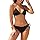 Maillots De Bain 2 Pieces Femme,2025 Ete Chic Triangle Bikini Set Tie Side Cordon Tirage Push Up Col V Maillot Deux Pièces Couleur Pure Halter Plage Swimwear Beachwear Bikini Taille Haute Femme