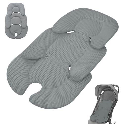 Hengrongshen Anti Schwitz Einlage Kindersitz, Atmungsaktive Sitzauflage Babyschale, Waschbar, Sitzverkleinerer für Hochstuhl, Kinderwagen, Babyschale (Grau)