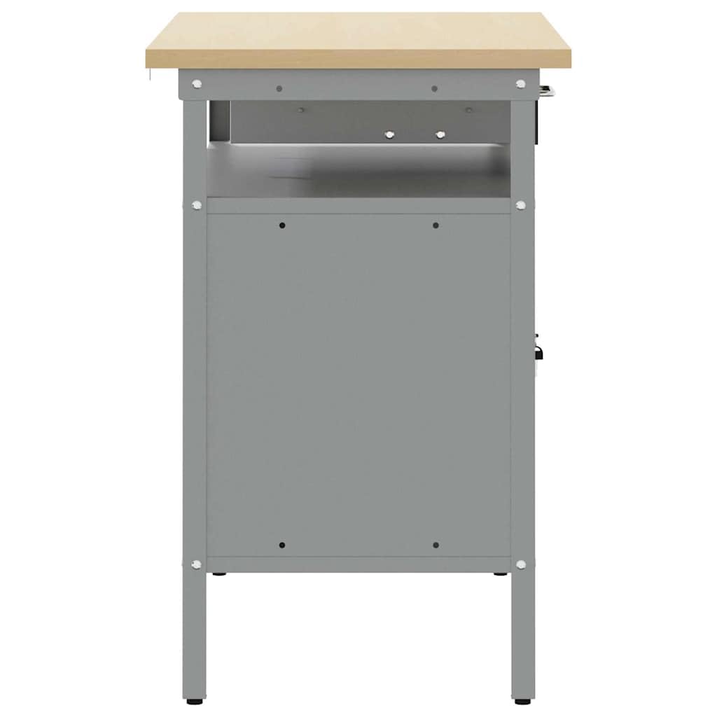 vidaXL Banco da lavoro con cassetto Nero e Grigio 100 x 55 x 85 cm, Tavolo da lavoro, banco industriale, spazio riparazione, deposito attrezzi, officina multiuso
