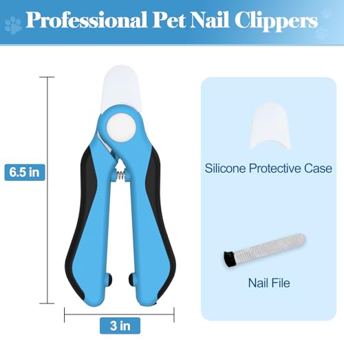 Swihauk Heavy Duty Dog Nail Clippers and Trimmers, Professional Pet Nail Clippers with Nail File for Dogs Cats Small Animal, Claw Clippers with Safety Guard to Prevent Over-Cutting, Blue - Image 3