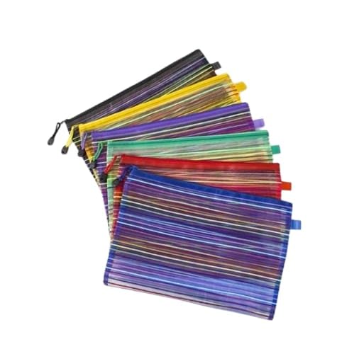 ADA Zipper Mesh Pouch 6 Colors Pencil Document Bag Multipurpose Zipper File Storage Bag Travel Cosmetics Bags for Office Supplies (A5 Size - 9.8" x 7") (Pack of 2)-picture-25