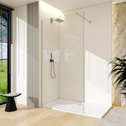 Image of 1000mm Chrome Walk in Shower Enclosure with 1700x700mm Tray, 8mm Glass