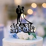 ArogGeld African American Couple Cake Toppers For Wedding Personalized Mr & Mrs Topper Bride and...