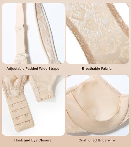 DotVol Women's Underwire Minimizer Comfortable Full Coverage Everyday Bra with Non Padded - Image 5