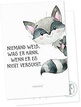 Postkarte Waschbär - Niemand weiß, was er kann, wenn er es nicht versucht