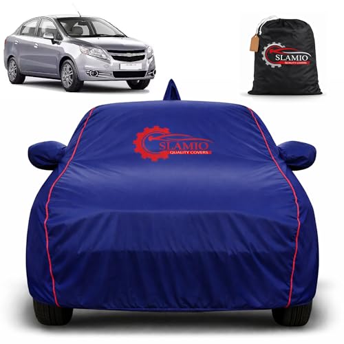 Image of Car Cover for Chevrolet Sail Sedan | 100% Waterproof Heavy-Duty 3-Layer Car Body Cover | All-Weather Rain, UV, Sun & Dust Protection | Custom Fit | Mirror & Antenna Pockets | Navy Blue