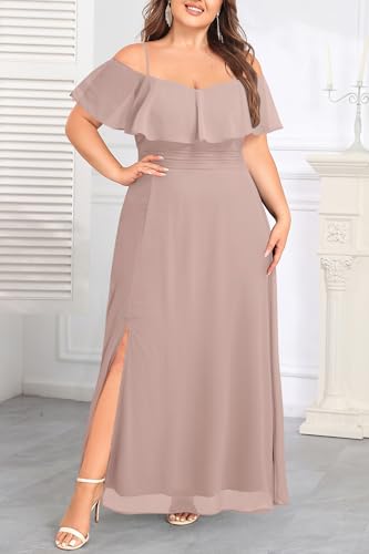 Image of Pinup Fashion Women Plus Size Bridesmaid Dresses - Off The Shoulder Formal Wedding Guest Bridal Shower Long Dress