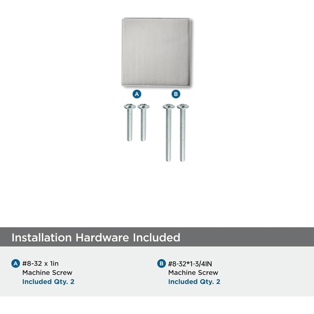 KHTUMEWARE-295+323 Square Knob, Brushed Nickel, 1-1/2 in (38 mm), 2-Pack in Brushed Nickel — KHTUMEWARE