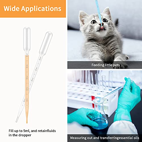Image of G2PLUS 100PCS 5ml Transfer Pipettes, Plastic Graduated Pipettes, Calibrated Disposable Dropper for Liquid, Essential Oils, Science Laboratory, Experiment, Make up Tool