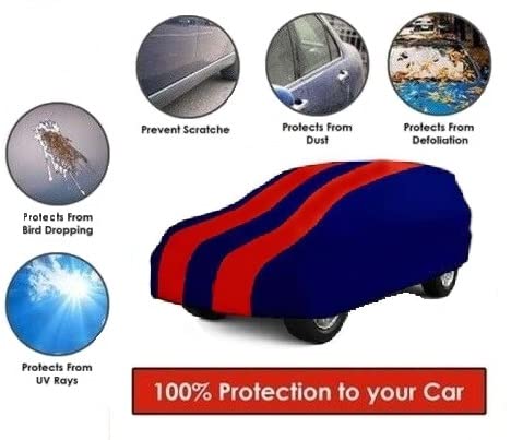 Image of Waterproof car Cover CompatibleMahindra Bolero Camper Di Long 4WD BS3 Refreshin Red and Blue Color