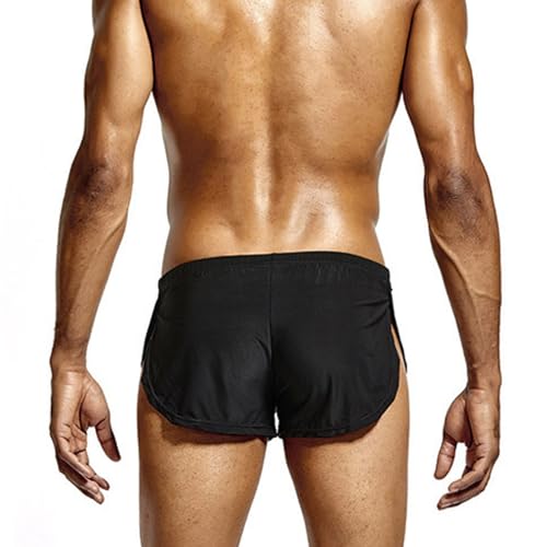 Cambkatl Men's Slit Side Sexy Ice Silk Pjs Shorts, Elastic Waist Casual Summer Boxer Briefs Workout Lounge Shorts3