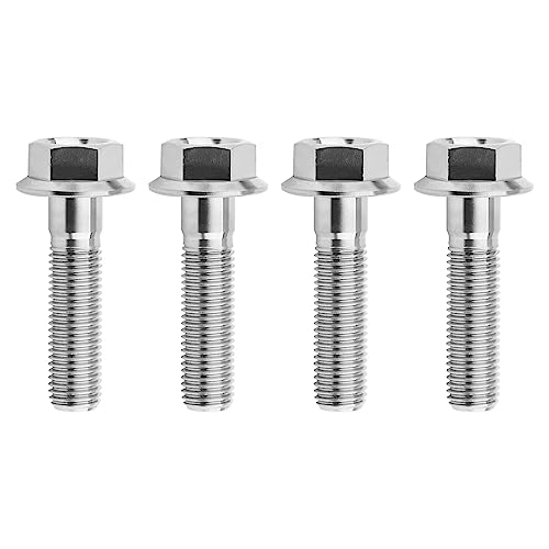 Image of Ti Screws M10 x 20 25 30 35 40 45 50 55 60 65 70 75 80 90 100mm 1.25 Pitch Titanium Flange Hex Bolt Pack of 4 (Silver, M10x40mm)