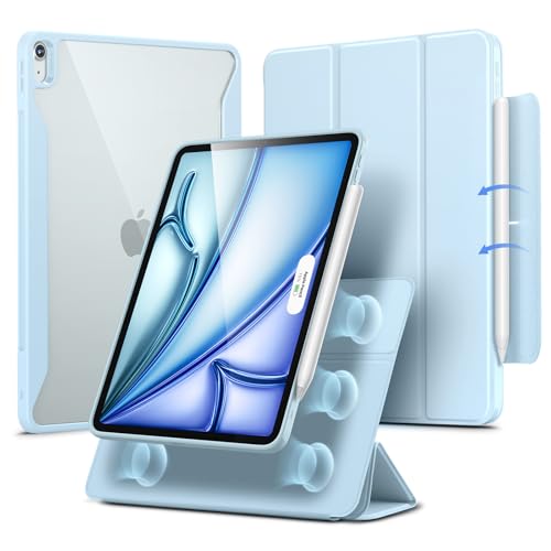 ESR Magnetisch Hülle für iPad Air 11 Zoll M3/M2 (2025/2024), iPad Air 6./5./4.Gen Hülle (2022/2020) 10,9 Zoll Stifthalter, abnehmbare magnetische Abdeckung,vertikaler Ständer, Frisches Blau