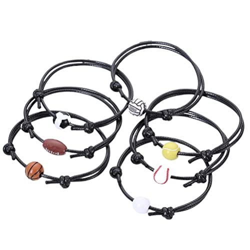 NOENNULL Lot de 7 bracelets à breloques de sport réglables pour le volleyball, le rugby, le golf, le baseball, le tennis, les adolescents, la plupart des joueurs d'équipe de sport Cover
