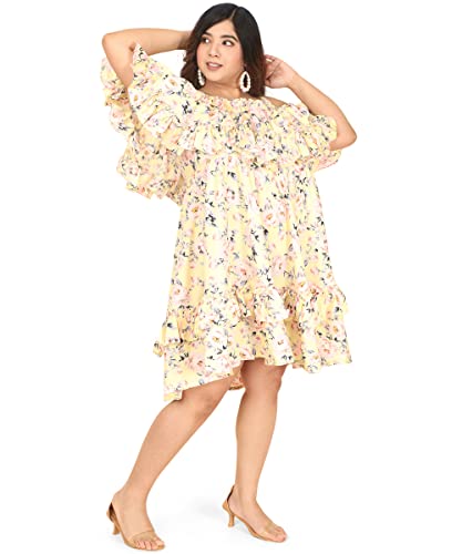 Image of OOMPH! Women's Western & Fusion wear Crepe Pleated Knee Length Dress - Green