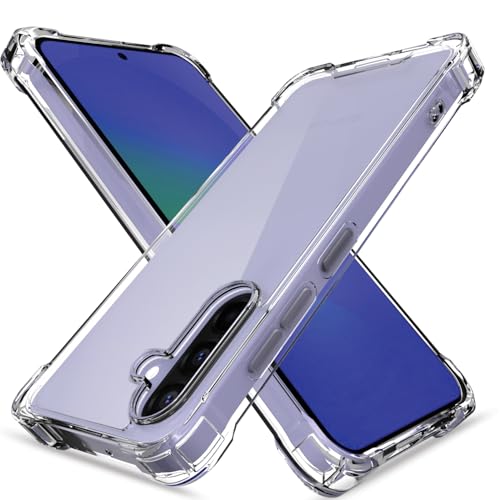 Image of Amazon Basics Back Cover for Samsung Galaxy A37 5G PC + TPU Clear Transparent Raised Edges Shockproof Protective Phone Bumper Case (Transparent)