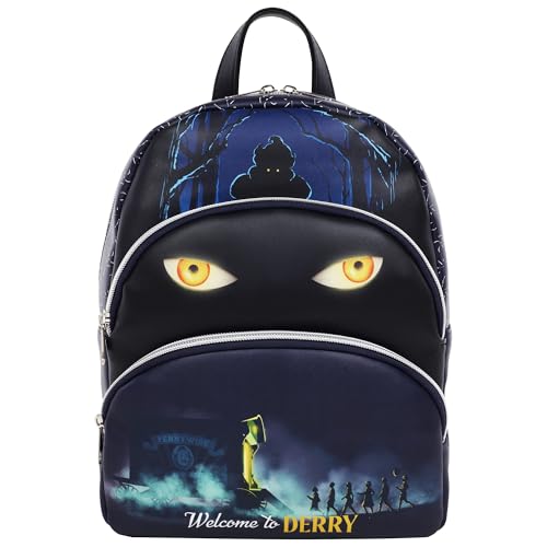 Concept One IT Pennywise Mini Backpack, Welcome to Derry Triple Stack Bag for Horror Fans, Adjustable Straps, Black2