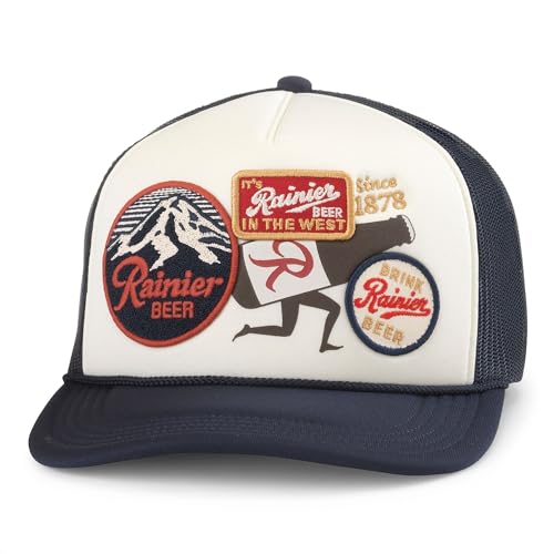 Image of AMERICAN NEEDLE Rainier Beer Unisex Adjustable Snapback Baseball Hat