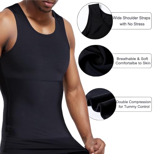 Mens Slimming Body Shaper Vest Chest Compression Shirt Workout Tank Tops Abs Abdomen Undershirts Tummy Control4