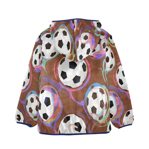 Soccer Balls on Colorful Background Toddler Fleece Jacket Girl Boys Hooded Fleece Jacket Coat2