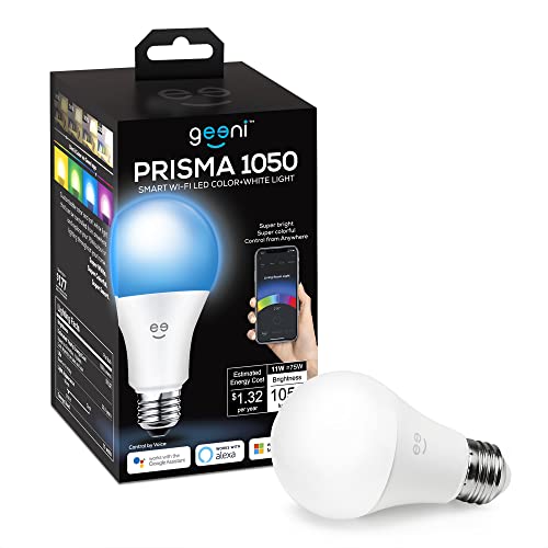 Geeni Prisma 1050 Wi-Fi Led Light Bulb, Multicolor (2700K) – Dimmable Led Bulbs, A21, 75-Watt Equivalent – No Hub Required – Works With Amazon Alexa, Google Assistant #TOP5