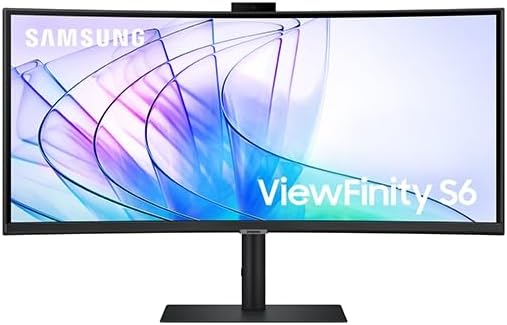 SAMSUNG 34 ViewFinity S65VC Series Ultrawide QHD Curved Monitor, Built-in FHD Camera, HDR10, 100Hz, 350 nit, USB- C, Adjustable Stand, Intelligent Eye Care, LS34C654VANXGO, Black