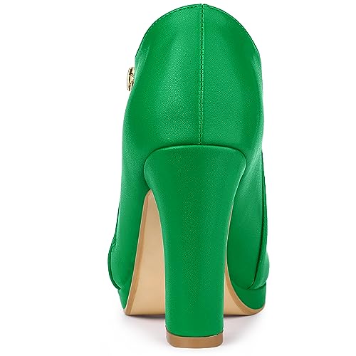 Allegra K Allegra K Women's Platform Round Toe Chunky Heelss Grass Green Ankle Booties 8.5 M US