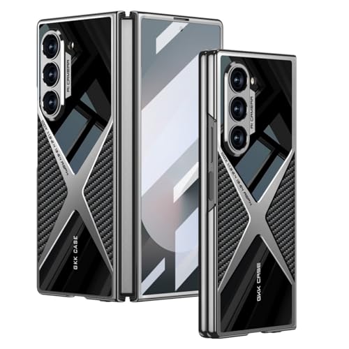 Coque Samsung Z Fold6 en cuir galvanisé de luxe avec protège-écran