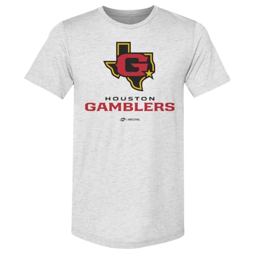 500 LEVEL Houston Gamblers Primary Logo Men's Premium T-Shirt (Tri Ash, Medium)