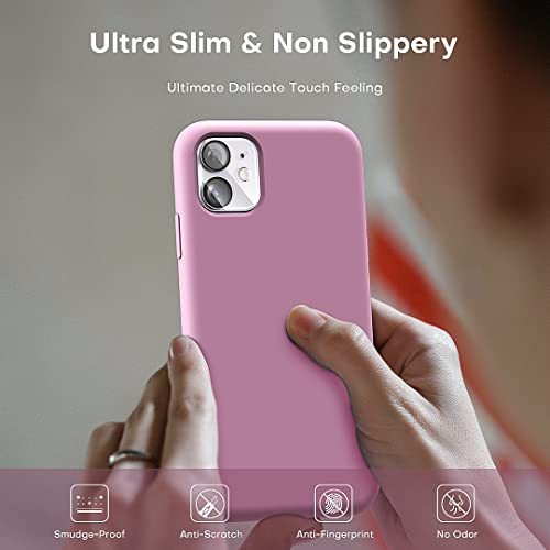 Tocol [5 In 1 Designed For Iphone 11 Case, With 2 Pack Screen Protector + 2 Pack Camera Lens Protector, Liquid Silicone Slim Shockproof Cover [Anti-Scratch] [Drop Protection], Lilac Purple #TOP4