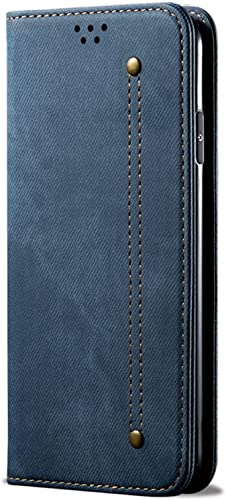 Étui portefeuille iPhone 14 Pro Max antichoc rabat support denim
