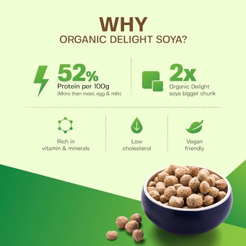Organic Soya Chunks Big 500gm By Organic Delight USDA Certified Healthy & Tasty Soya Bean Chunks With Natural High Protein Source Of Dietary High Fiber Fresh Wadi 500 gm