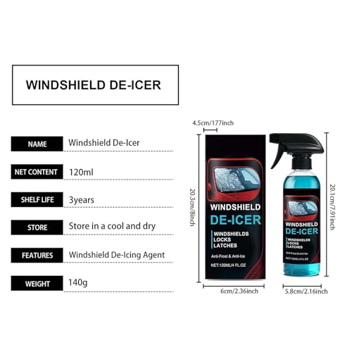 Generisch Pour voiture - Protection en verre de 120 ml - Pulvérisateur de neige et de fonte pour camion, berline, routine matinale, pare-brise, rétroviseurs, vitres latérales, serrures de porte, hiver