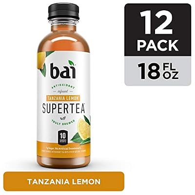 Bai Iced Tea, Tanzania Lemon, Antioxidant Infused Supertea, Crafted with Real Tea (Black Tea, White Tea), 18 Fluid Ounce Bottles, (Pack of 12)